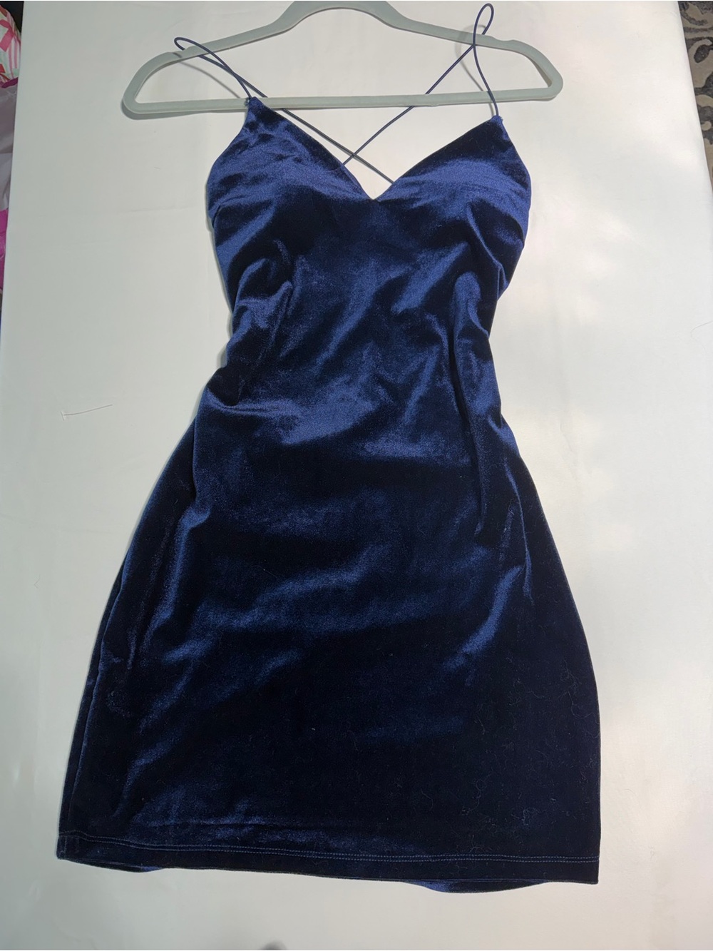 Windsor Midnight Blue Velvet Slip Mini Dress